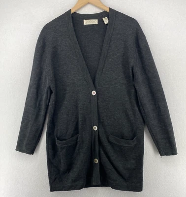 Suéter Lord & Taylor Mujer M Pura Lana Plumero Cárdigan Botón Delantero Gris De Colección Foto 1 de 4