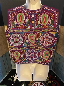 Chaleco Espejo Vintage Boho Banjara Bordado 19” Pit To Pit Hippie Boho - Imagen 1 de 2
