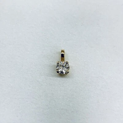 Dije colgante solitario diamante natural corte redondo oro amarillo 14k 0,40 quilates 4,7 mm Foto 1 de 4
