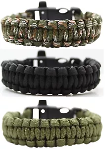 2pcs / Two Pack 550lbs Paracord Survival Emergency Bracelets & Whistle - Picture 1 of 1