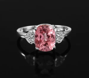 Anillo de zafiro Padparadscha corte cojín 4 quilates Regalo de aniversario de cumpleaños para ella - Imagen 1 de 4
