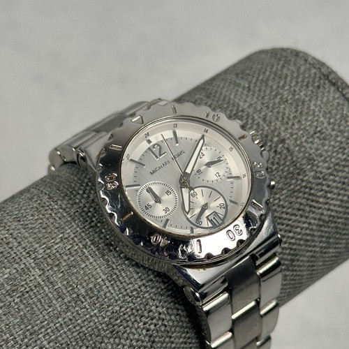 Orologio Michael Kors Donna 33mm Bel Aire Cronografo Tono Argento 6 5" Batteria Nuova