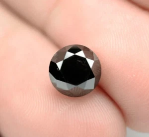 Jet Black Diamond 2.85 Cts Round Brilliant 100% Natural Loose Diamond Africa - Picture 1 of 3
