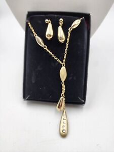 Avon Gold Tone Nugget Drop Necklace and Earring Set V23