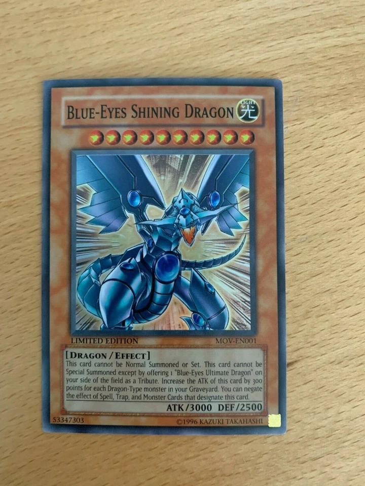Yugioh TCG Blue Eyes Shining Dragon Limited Edition MOV-EN001 LP  - Image 1 of 2