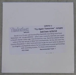 DAVID J - Promo CD Single - Try Again Tomorrow - Picture 1 of 1