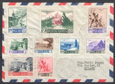 1951 San Marino, Airmail No. 83/91, FDC - Used - Image 1 of 2
