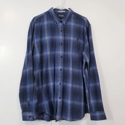 Ezekiel Plaid Shirt in Navy Blue Men size XL Button Down Collared Long Sleeves - Image 1 of 4