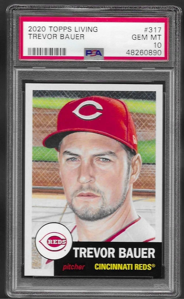 2020 Topps Living Set # 317 TREVOR BAUER GEM MINT PSA 10 Cincinnati Reds - Изображение 1 из 1