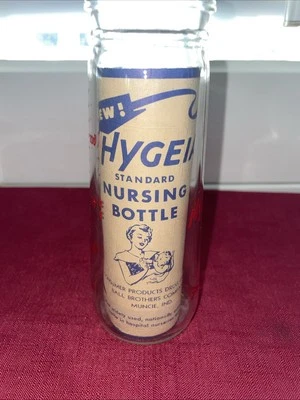 Biberón vintage de vidrio Hygeia de 8 oz. Bonito collar 6” años 50 Foto 1 de 4