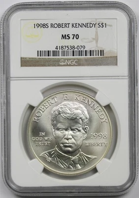 1998-S Robert F. Kennedy $1 NGC MS 70 Modern Commemorative Silver Dollar - Image 1 of 4