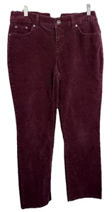 St. John's Bay Pants  Straight Leg High Rise Corduroy Burgundy Womens Size 6P - Picture 1 of 12