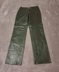Pantalones Hugo Buscati Collection Mujer Cuero Suave Verde Talla 10 Alto **MEDIDAS - Imagen 1 de 12