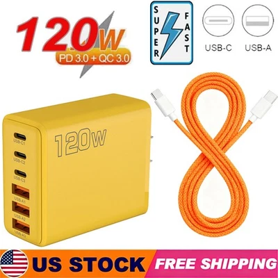 120W Fast Type C Wall Charger , 4-In-1 GAN Super Fast Cable For Cell Phone iPad - Image 1 of 4