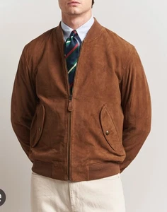 Ralph Lauren suede Aviator Bomber Jacket Large - Imagen 1 de 7