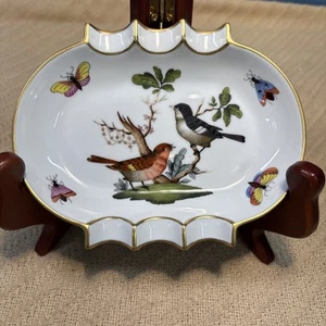 RARO CENICERO HEREND Porcelana Pájaros y Mariposas Deco Vintage Porcelana - Imagen 1 de 7