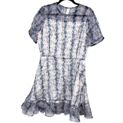 Carven 42 (US 10/12) 100% Silk Fit & Flare, Gray Floral, EUC, Minor Seam Tear - Image 1 of 4