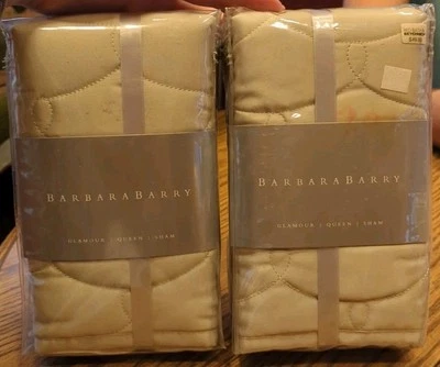 New Set Of Vintage Barbara Barry Glamour Green Tea Queen 20 X 30" Quilted Shams - Image 1 of 4