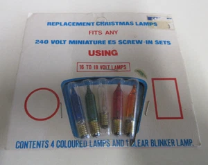 Lámparas de Navidad de repuesto - Cinco bombillas atornillables E5 miniatura 240 V - De colección - Imagen 1 de 7