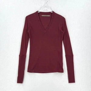 ENZA COSTA Fein Kaschmir Strick V-Ausschnitt Pullover Damen Small Medium Burgund NEU - Bild 1 von 14