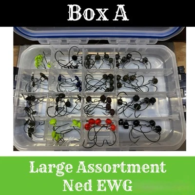 Ned Rig EWG Surtido Caja 80 Ganchos 4 Tamaños con Caja Cabeza de Seta Plantilla Foto 1 de 4