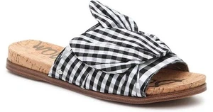 Sam Edelman Women's Heidi Bow Black/White Fabric Slide Sandals NW/OB 7.5M - Picture 1 of 1