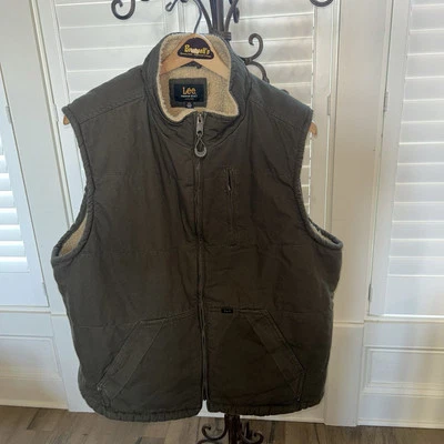 Premium Lee Sherpa内衬背心XLXL拉链绗缝重型 — 第 1/4 张图片