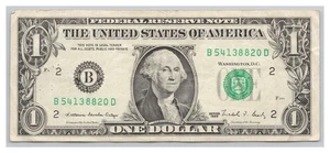 Old One Dollar Bill Series 1988 Serial No. B54138820D - Picture 1 of 5