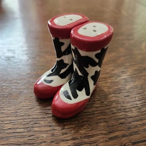 Grassland Roots Magnetic Salt and Pepper Shakers Boots Red Black White - Picture 1 of 10