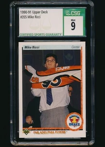 1990-91 Upper Deck rookie #355 Mike Ricci rc CSG 9 Mint - Picture 1 of 2