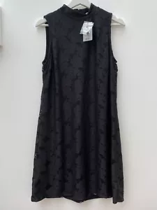 NEW Size 12 TU Gorgeous Black Lace Overlay Dress Sleeveless Party Knee Stretch - Picture 1 of 7