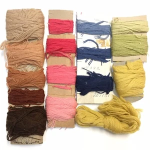Vintage Wool Crewel Embroidery Needlepoint Yarn Lot Fawn Browns Pink Yellow Blue - Picture 1 of 4