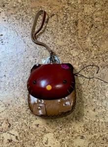 Handmade Leather Kawaii Kitty Cat Head Coin Purse Wristlet - New with Tags - Picture 1 of 14