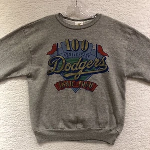 Vintage 90s Los Angeles Dodgers 100 Year Anniversary Sweater Adult XL Gray - Picture 1 of 15