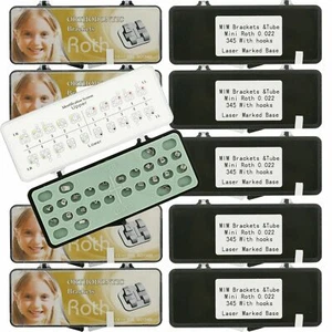 10 Kit 6-6 Dental Orthodontic Brackets Laser Mark Mini Roth 022 345 Hook Braces - Picture 1 of 11