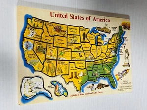 Melissa & Doug U.S.A. Map Wooden Pieces Puzzle EUC 18x12 - Picture 1 of 13