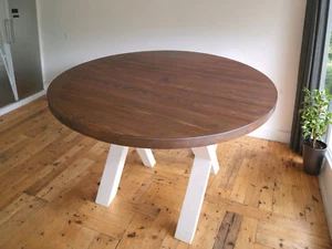 Solid Swedish Redwood Round Dining Table by Solid Wood Craft  JANUARY DELIVERY - Picture 1 of 7