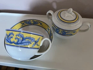 vista allegre yellow blue cap sugar pot Plate - Picture 1 of 10