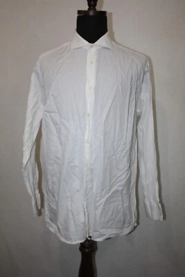 Camisa de vestir Isaac Mizrahi ajustada blanca texturizada lisa talla 17,5-34/35 algodón Foto 1 de 4