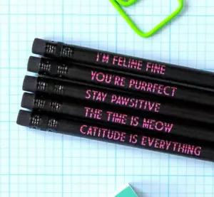 Cat Lovers Gift, Funny Cat Pencils, Cat Pencil Set, Cat Themed Gift - Picture 1 of 6