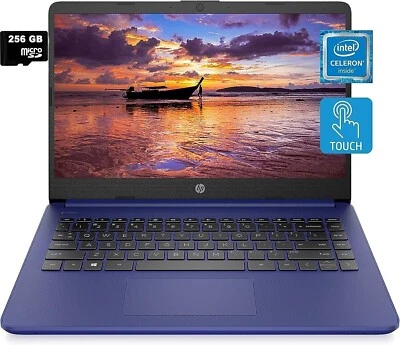 Newest HP 14'' Touch Laptop Intel 2-Core CPU 16GB RAM 320GB (64+256) Win11 Blue - Image 1 of 4