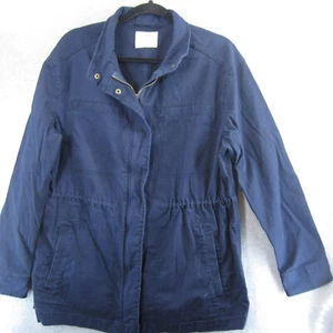 Old Navy Jacket Women Large Utility Field Jacket Navy Blue Cinch Cotton - Picture 1 of 16