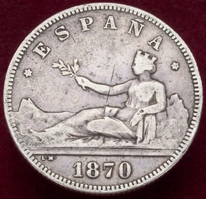 Spain 2 Pesetas 1870 (74) (H2804) - Picture 1 of 2