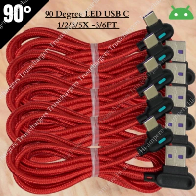90 度直角 USB C 型快速充电器电缆 3 英尺 6 英尺 适用于三星 Android — 第 1/4 张图片