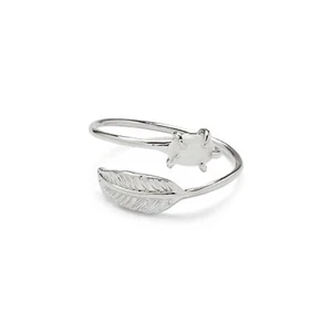 Pura Vida Silver Disney Pocahontas Feather Wrap Ring, Opal Stone, Brass, Rhodium - Picture 1 of 1