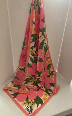 Bufanda Floral Vera Neumann Años 50 De Colección Hecha en JAPÓN 25.5" Cuadrada ROSA Multicolor Foto 1 de 4