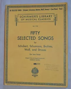 BIBLIOTECA SCHIRMER DE CLÁSICOS MUSICALES CINCUENTA CANCIONES SELECCIONADAS para voz baja V.1755 - Imagen 1 de 1
