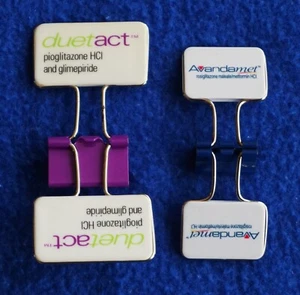 Vintage Dueract & Avandamet Chip Clips Drug Rep Pharma Promos, (2), Neu - Bild 1 von 2
