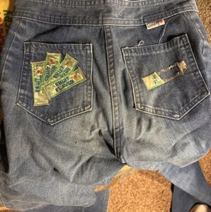 Vintage Girls Luv It Fruit Flavor Gum Embroidered Size10 Retro Blue Jeans - Picture 1 of 5