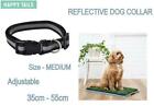 Happy Tails MEDIUM Black Refelctive Padded Dog Collar Adjustable 35cm - 55cm